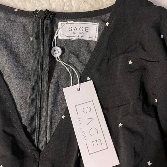 NWT Sage the Label Black Dress with White Stars - Picture 9 of 9